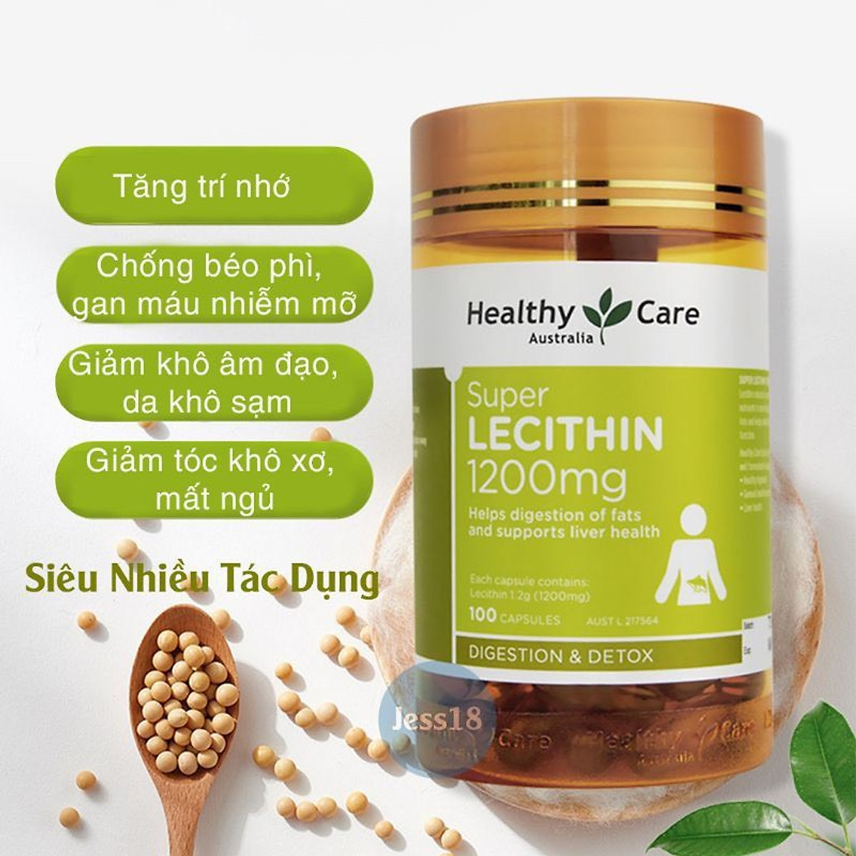 Super Lecithin 1200mg với nguồn nguyên liệu 100% từ mầm đậu nành nguyên chất