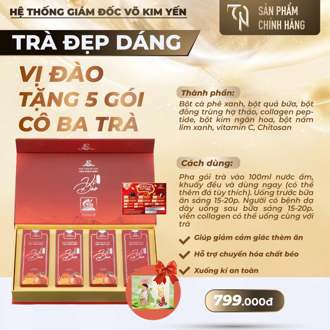 Trà Thảo Dược Vị Đào Mẫu Mới – Hộp 20 Gói – Cam Kết Chính Hãng