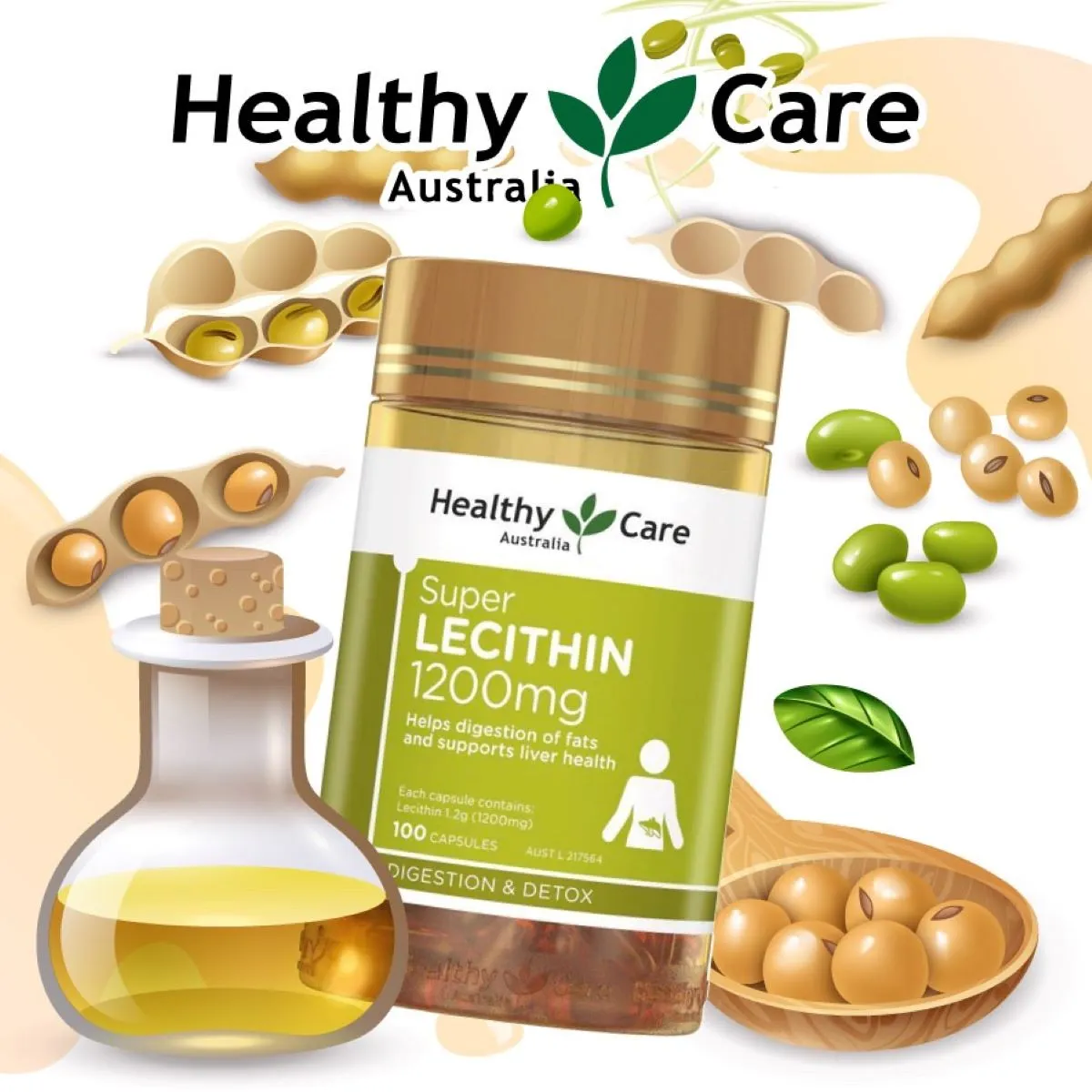 Mầm Đậu Nành Healthy Care Mầm Super Lecithin Úc | Hàng Úc Chính Hãng