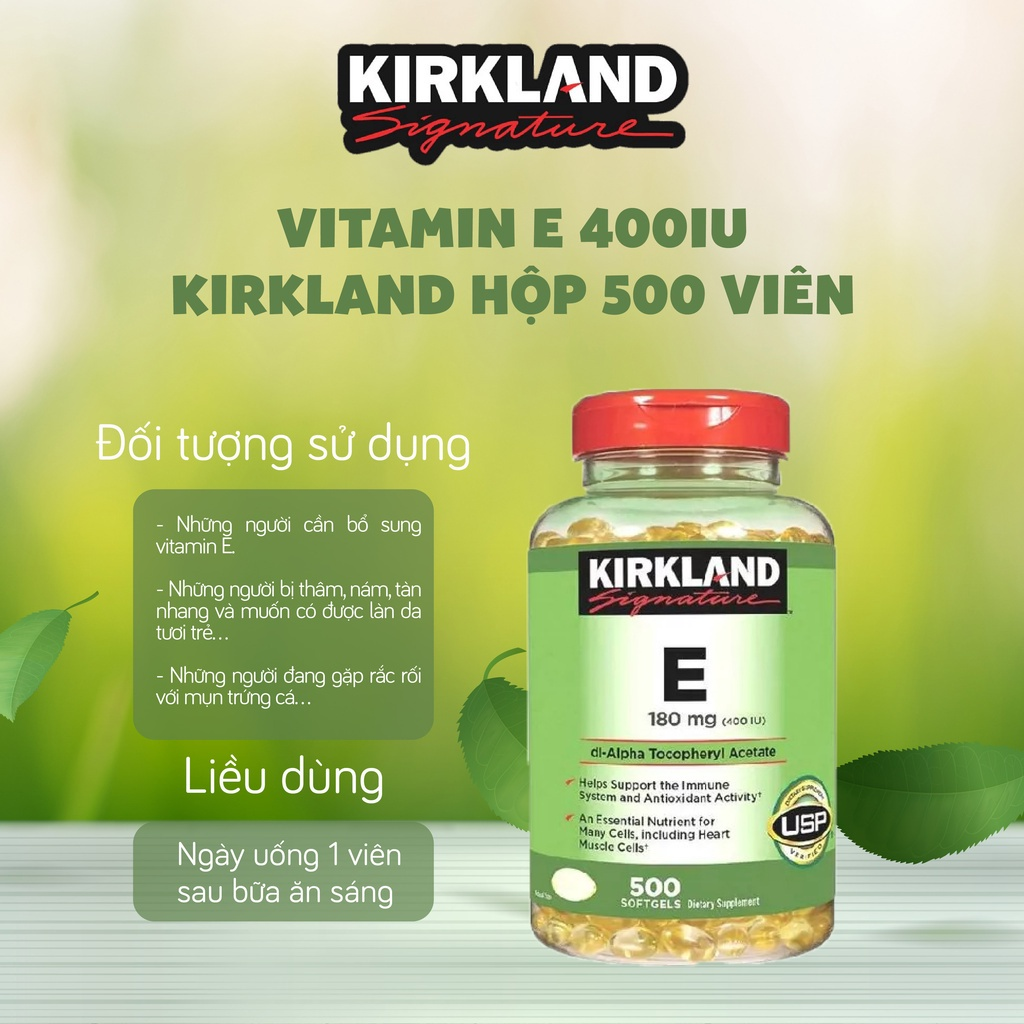 Viên Uống Vitamin E Kirkland Signature 180mg 400 UI (500 viên)