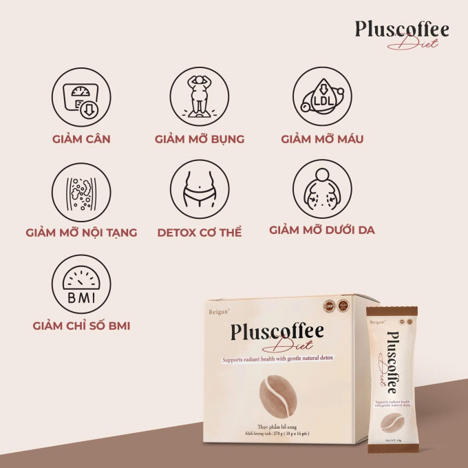 Cà Phê Giảm Cân Pluscoffee Diet – Hộp 15 Gói – Chuyên Dành Cho Cơ Địa Khó Giảm